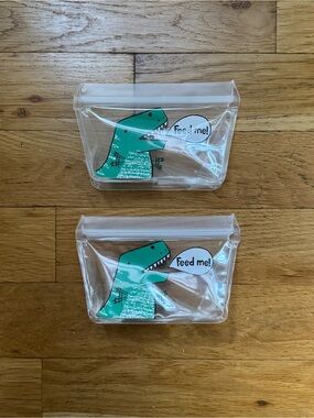 NWOT Full Circle kids dinosaur reusable ziplock snack bags 2pc bundle